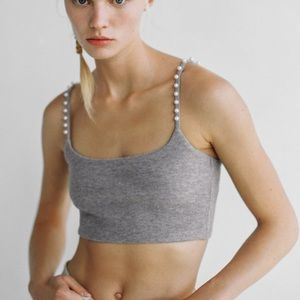 Zara Pearl Trim Soft Feel Crop